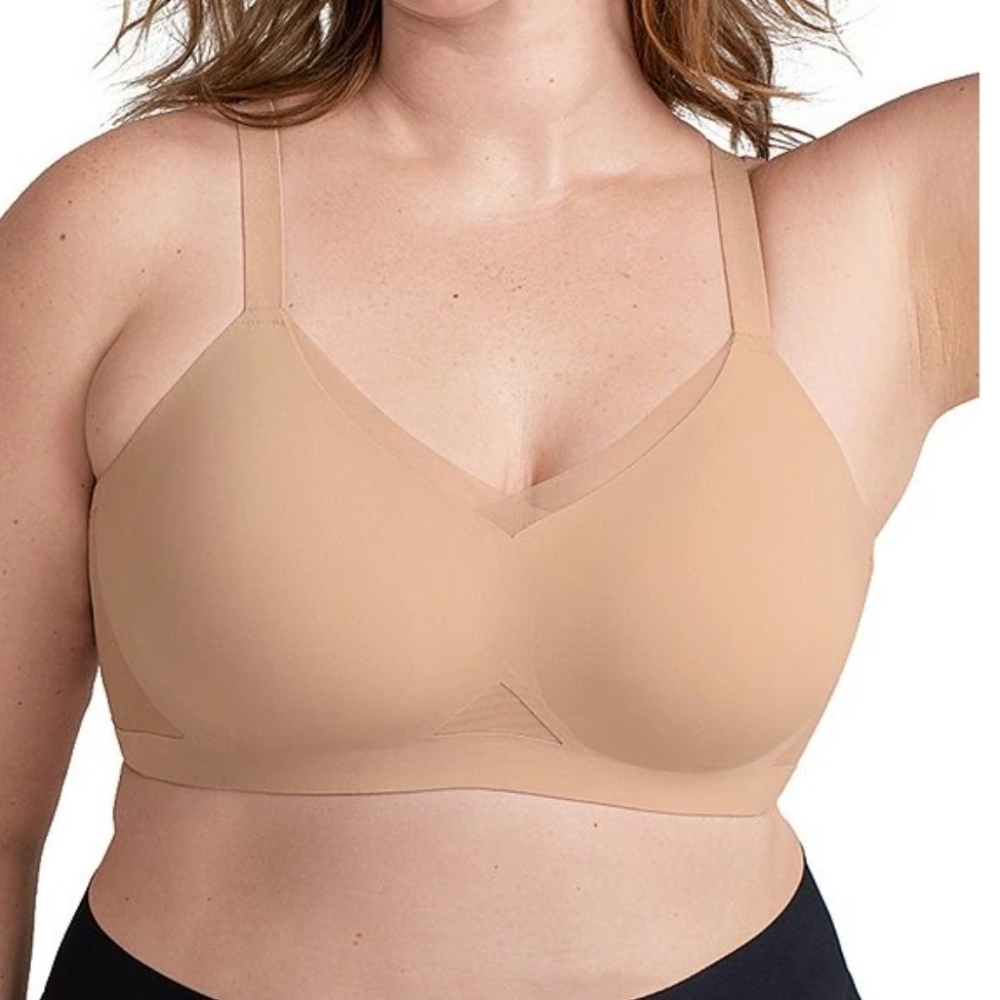 Honeylove Wire Free CrossOver Bra Tan Nude Bra Sz 2X